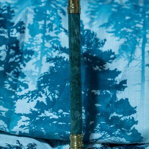 Vintage Brass and Green Marble Candlestick Holder